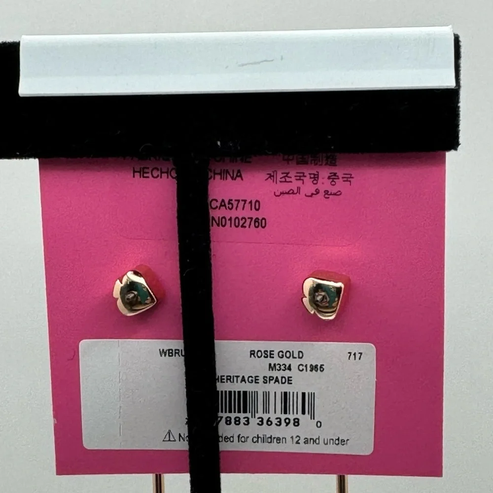 $98 Kate Spade Heritage Spade Heart Linear Earrings in Rose Gold - Picture 5 of 5